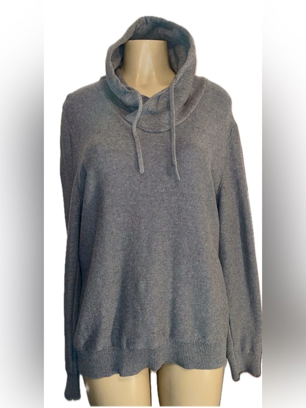 Express Women’s Gray Cowl Neck Pullover Sweater Large 100% Cotton